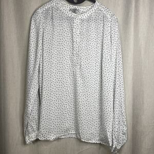 Dalia Collection Women's White Long Sleeve 1/2 Button Down Blouse Shirt Sz M